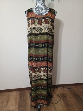 Vintage Studio Ease Tank Dress Size 16 Earth Tones